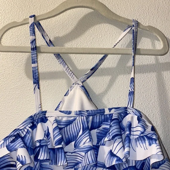 Janie and Jack blue Leaf Print Kids size 12 Swimsuit - Picture 4 of 8